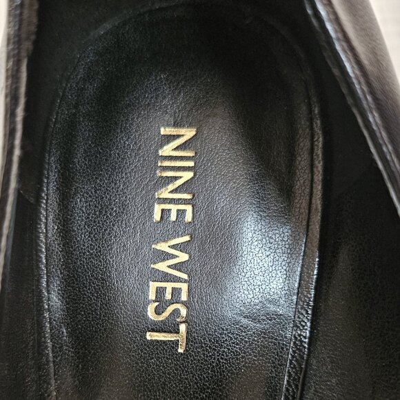 NINE WEST Black Leather D'Orsay Cut Pointed-Toe 3.5" Heel Kimery Pumps Size 9 - Picture 5 of 6